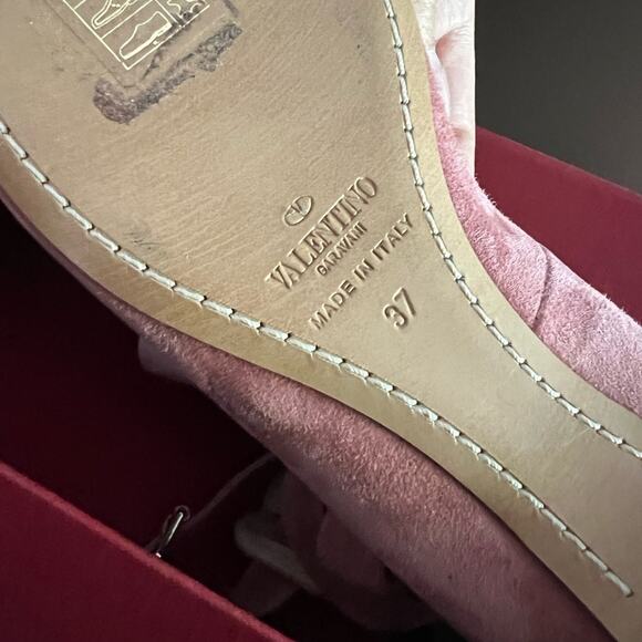 VALENTINO GARAVANI Suede Pink Lace Up Ballet Flats EU37 - Picture 8 of 9